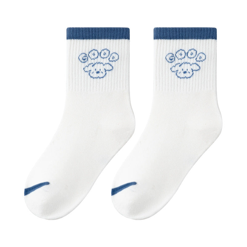 Color Block Cotton Mid-Calf Basketball Socks for Kids