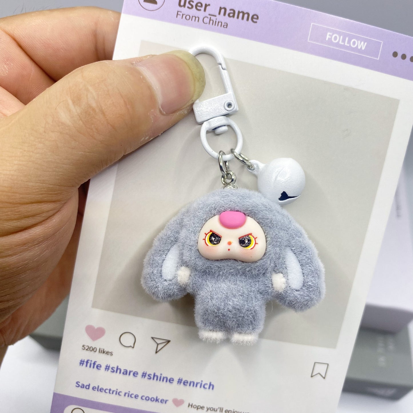 Plush Bow Tie Big-Eared Doll Keychain