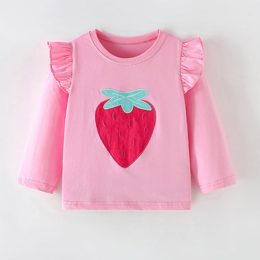 Girls' Long Sleeve T-Shirt with Cute Patterns Soft Cotton Top