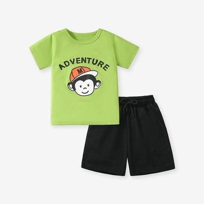 Summer Cartoon Cotton Short Sleeve Boys' Set