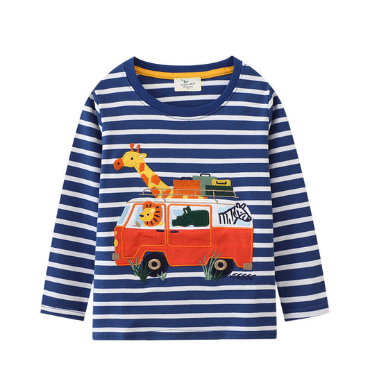 Long Sleeve Cartoon T-Shirt Breathable Cotton for Kids