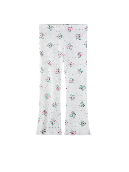 Kids Floral Wide-Leg Cotton Pants for Girls