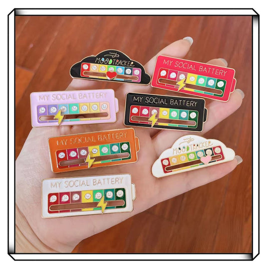 Sliding Lightning Mood Pins Cute Cloud Brooches