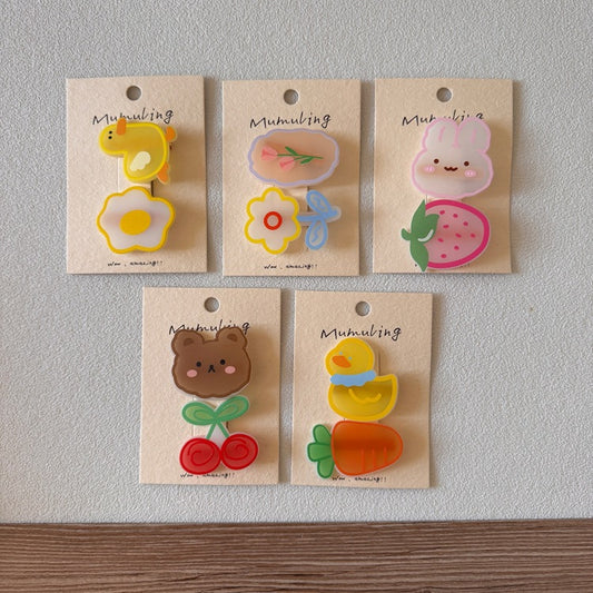 Cartoon Acrylic Hair Clips for Kids - Cute Animal Designs