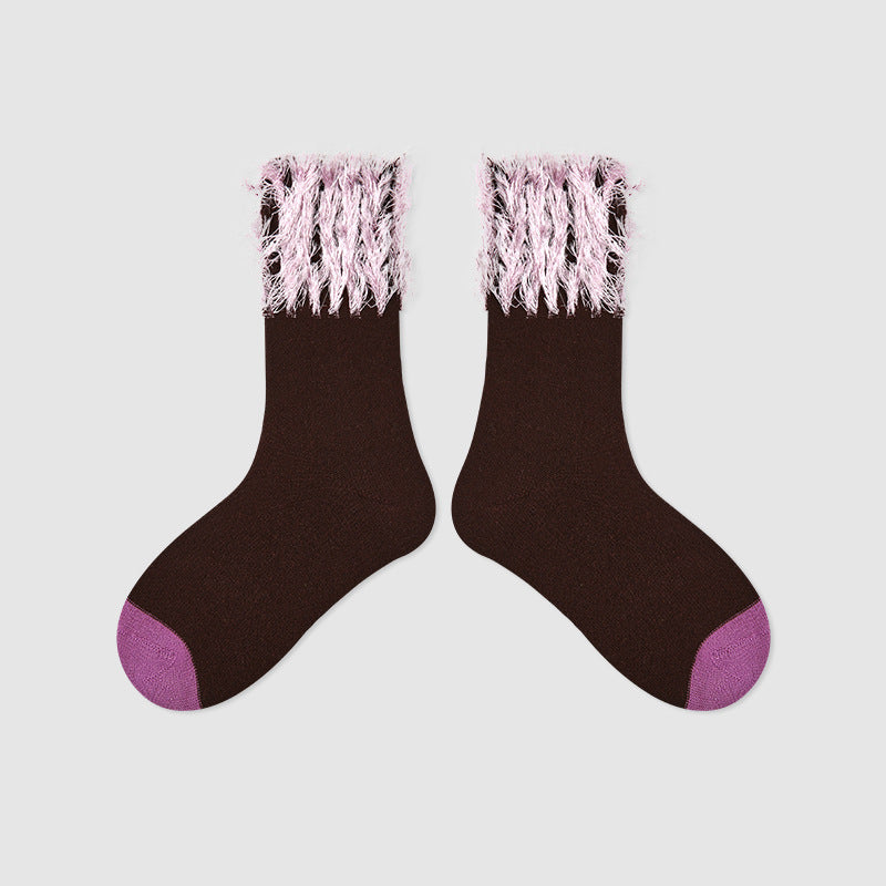 Kids Mid Calf Animal Embroidered Cotton Socks