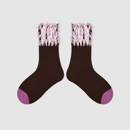 Kids Mid Calf Animal Embroidered Cotton Socks