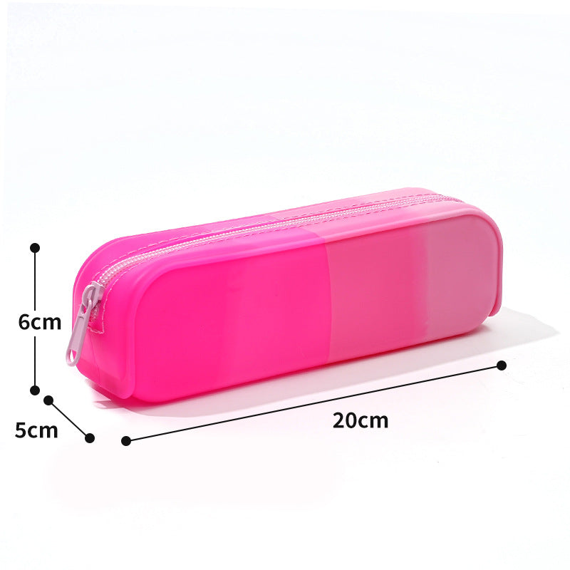 Gradient Silicone Pencil Case Large Capacity 20cm