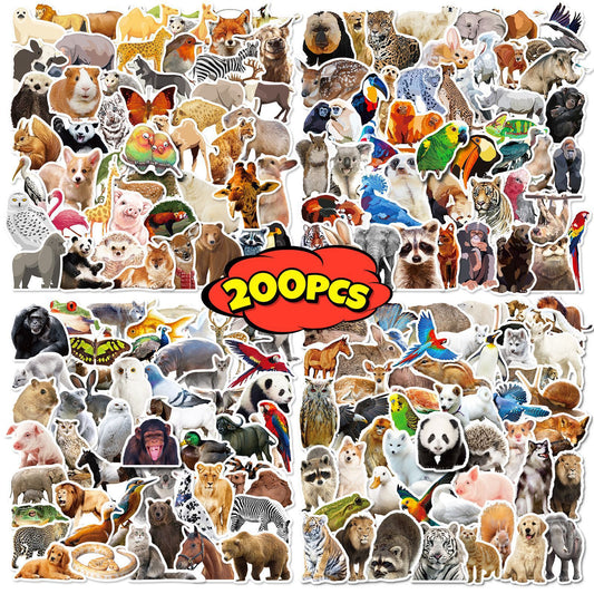 200 Piece Realistic Animal Sticker Pack Nordic Journal