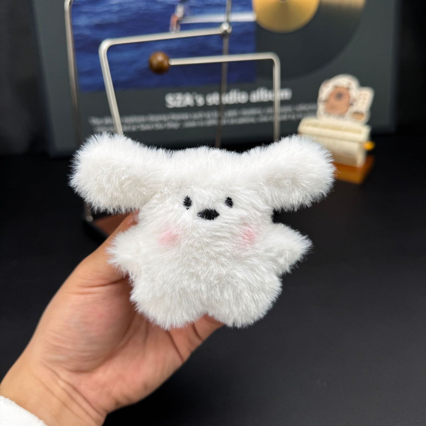 Cute Plush Rabbit Backpack With Bow And Dog Keychain