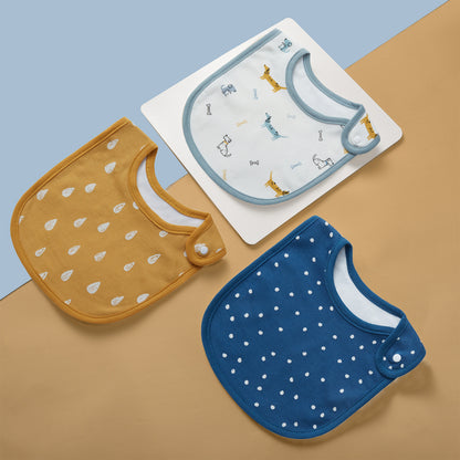 3-Pack Cartoon Baby Bibs Soft Cotton Waterproof Drool Bibs