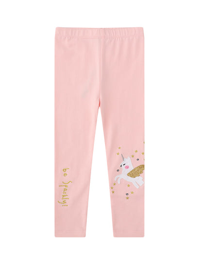 Embroidered Cotton Leggings for Girls Casual Stretch Fit