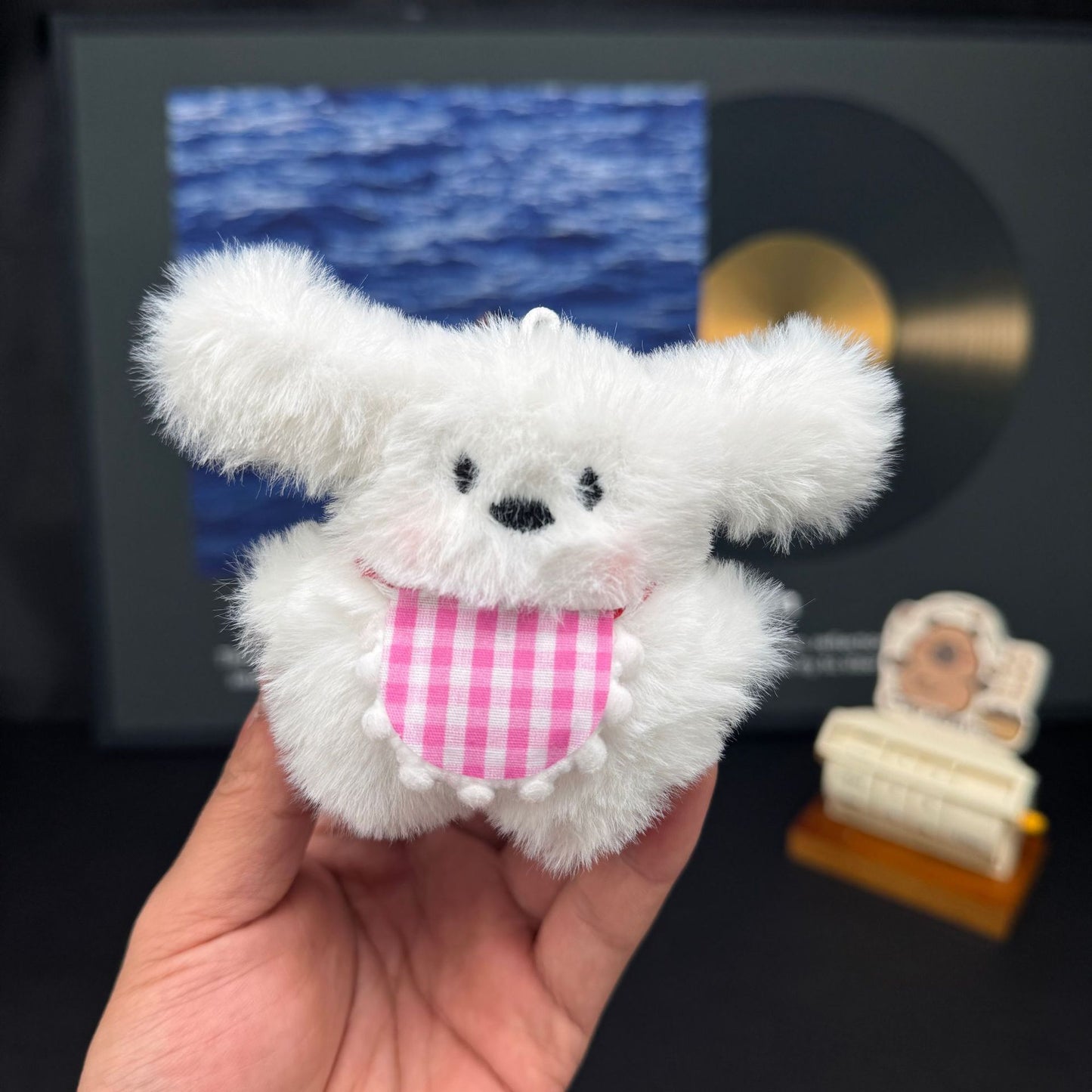 Cute Plush Rabbit Backpack With Bow And Dog Keychain