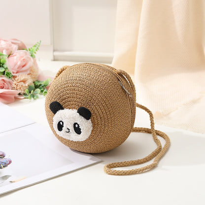 Mini Cute Panda Woven Straw Bag for Women