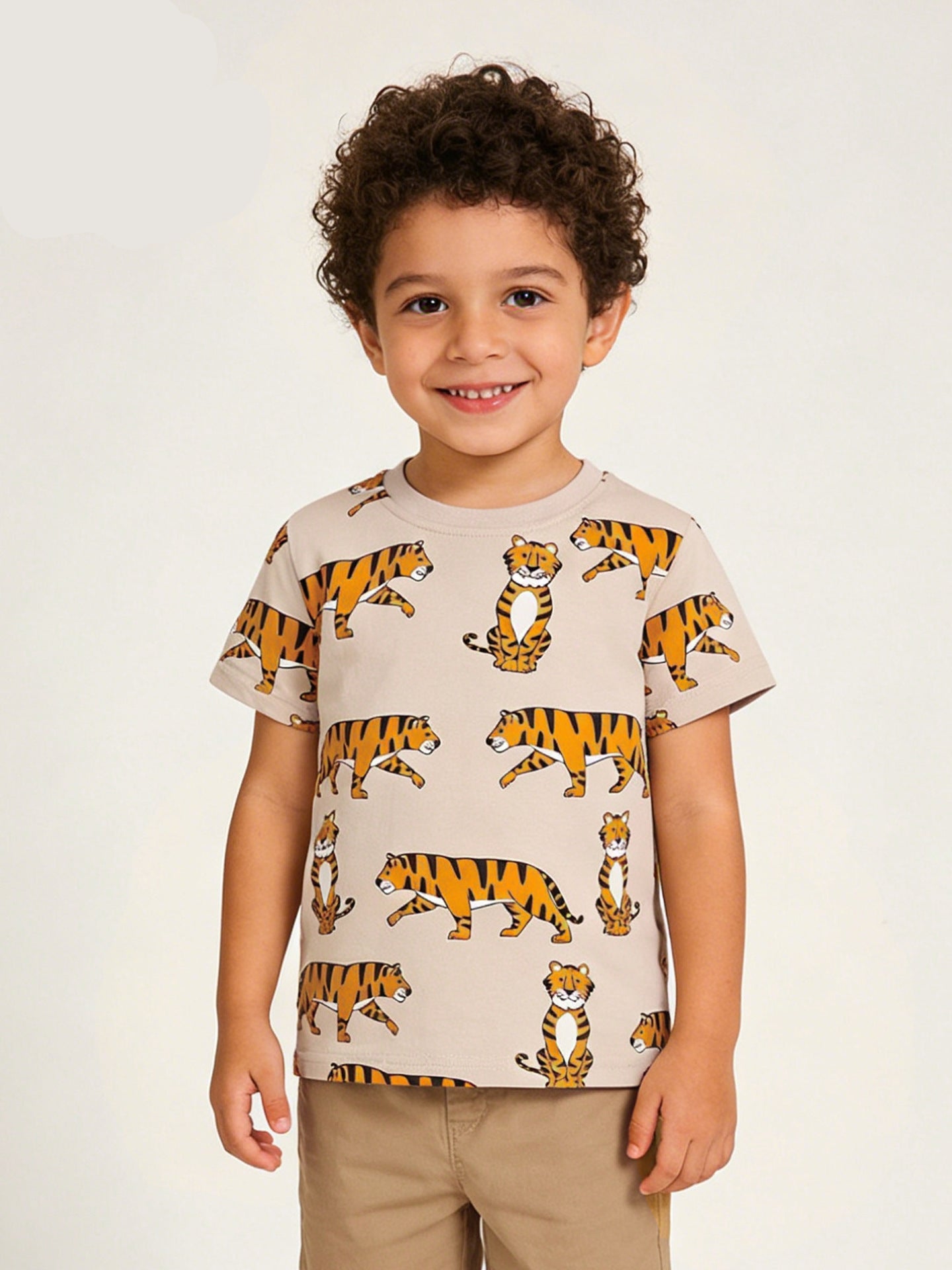 Trendy Casual Tiger Print Short Sleeve T-Shirt
