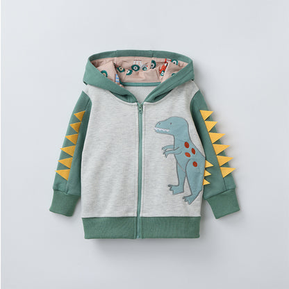 Embroidered Hoodie Sweatshirt for Boys in Olive Green