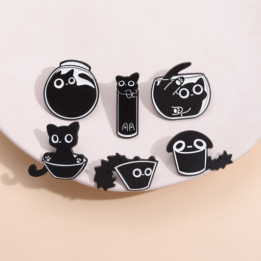 Cute Cat-Shaped Brooch Zinc Alloy Multi-Functional Decoration