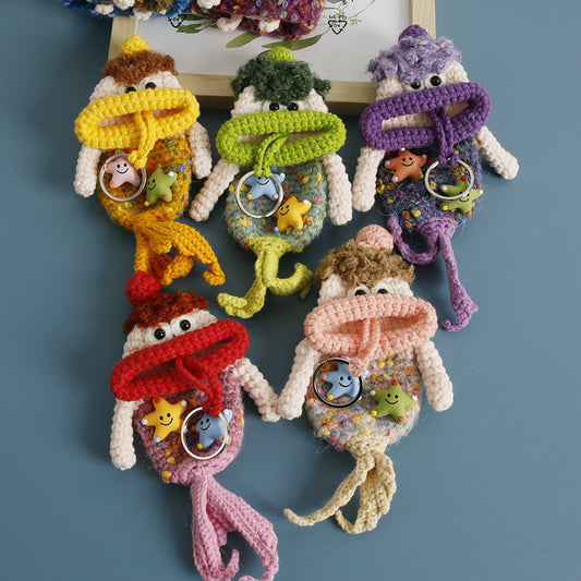 Handmade Woven Keychain Pouch with Cute Mermaid Design