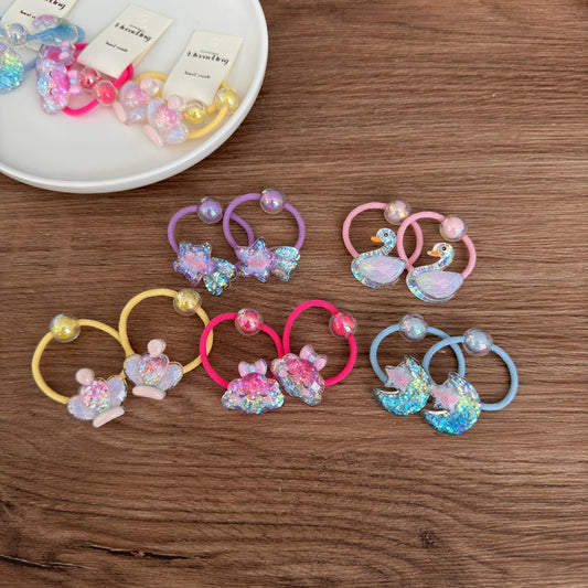 Cute Crown Swan Hair Ties for Little Girls