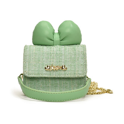 Sweet Bow Children's Shoulder Bag Plaid Fashion Style