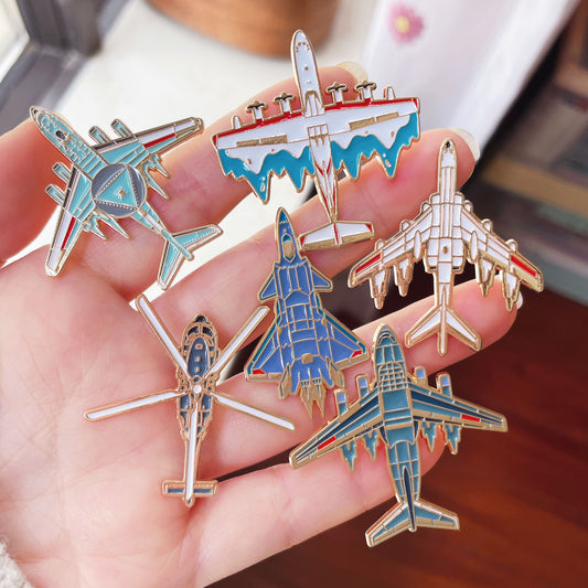 Metal Aircraft Model Pins - Stylish Jet Badges for Collectors