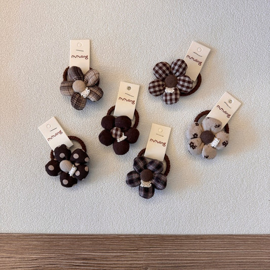 Floral Pattern Fabric Hair Ties Cute Polka Dot Ponytail Holders for Girls