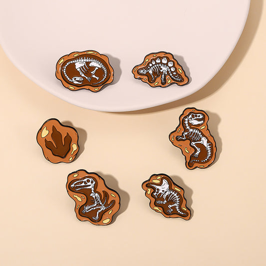 Creative Dinosaur Chemistry Brooches Fun Metal Pins for Decoration