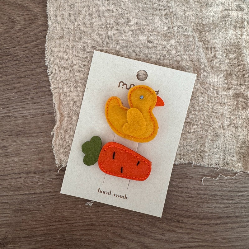 Kids Cute Yellow Duck Hair Accessories Set