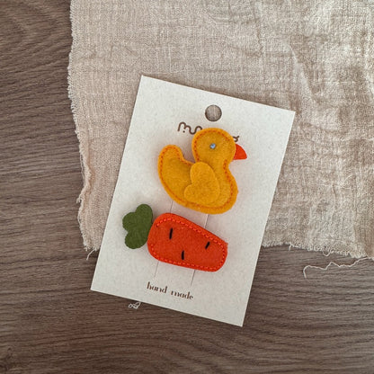 Kids Cute Yellow Duck Hair Accessories Set
