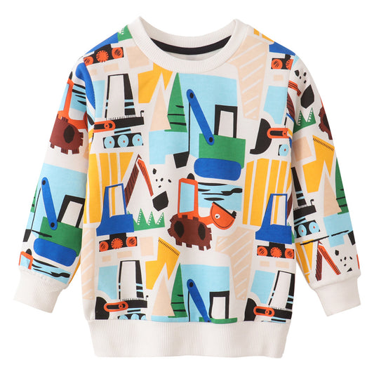 Cartoon Print Cotton Sweatshirt for Boys