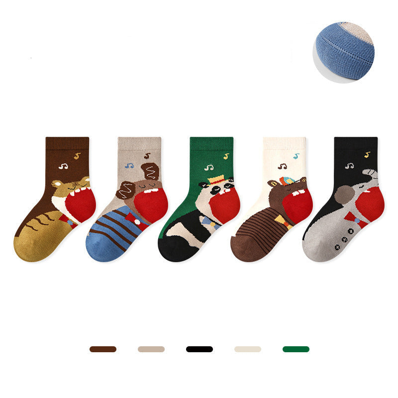 Kids Dot Colorblock Seamless Cotton Sport Socks