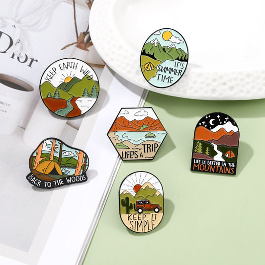 Outdoor Adventure Alloy Pin Map Badge Decorative Accessories