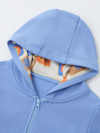 Embroidered Hoodie with Zipper for Kids