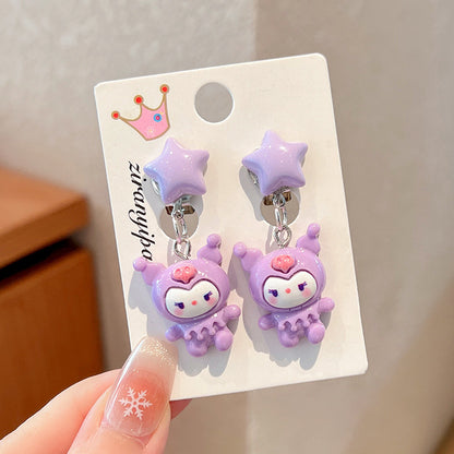 Cute Cartoon Character Ear Clips for Kids - Non-Pierced Earrings