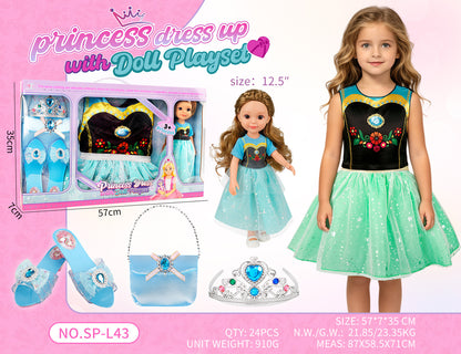 Princess Doll Dress-Up Playset - 32cm Rubber Doll Toy