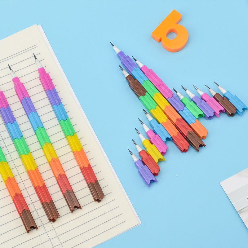 Mechanical Pencil Rainbow Block Refillable For Kids