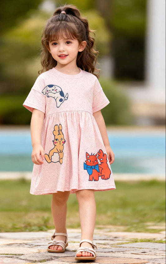 Summer Cartoon Girls' Dress Cotton Princess Dress