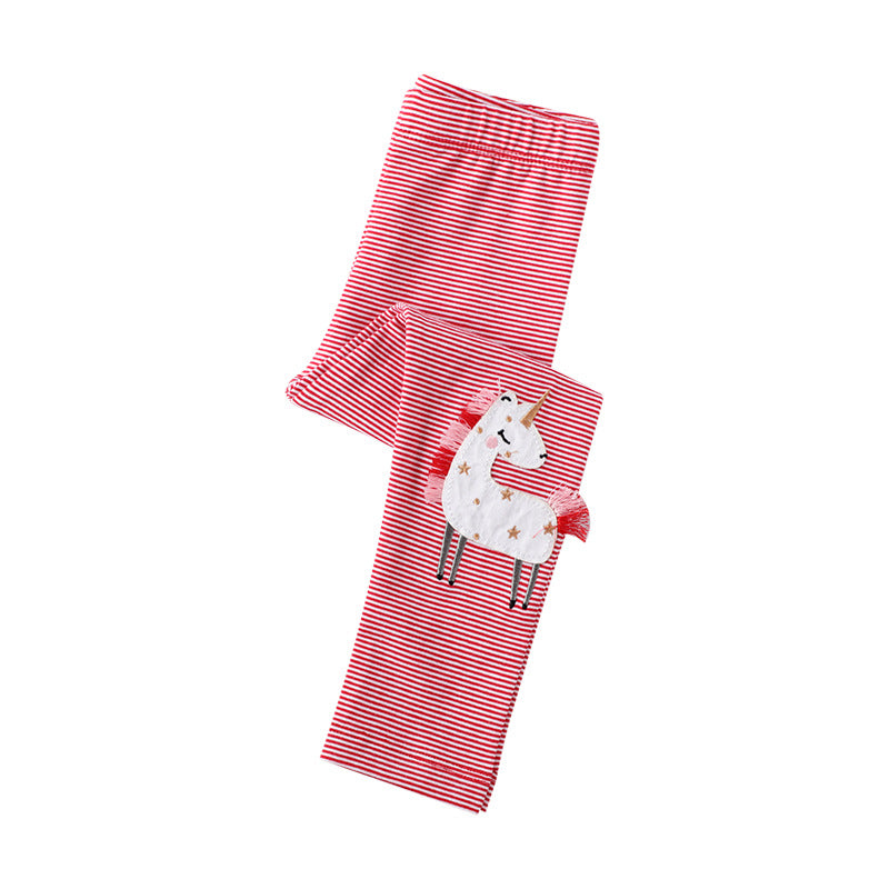 Girls' Cartoon Print Slim Fit Leggings Casual Cotton Pants
