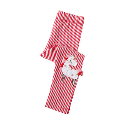 Girls' Cartoon Print Slim Fit Leggings Casual Cotton Pants