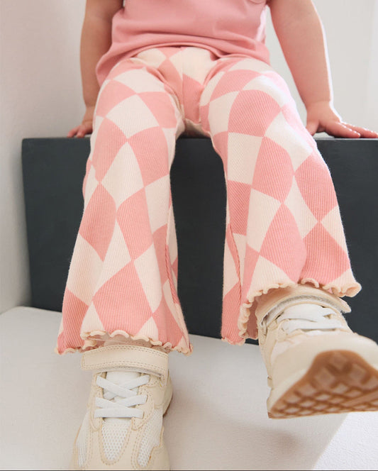 Trendy Girls' Wide-Leg Pants Cute Cotton Trousers