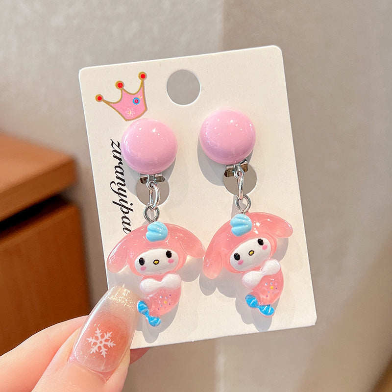 Cute Cartoon Character Ear Clips for Kids - Non-Pierced Earrings