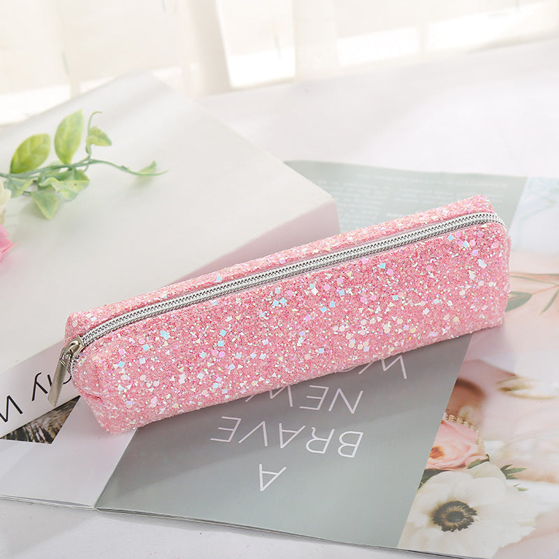 Round Pencil Pouch Minimalist Oxford Fabric For School