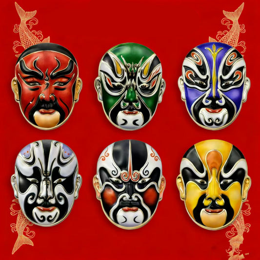 Chinese Opera Mask Alloy Brooch Decorative Pin