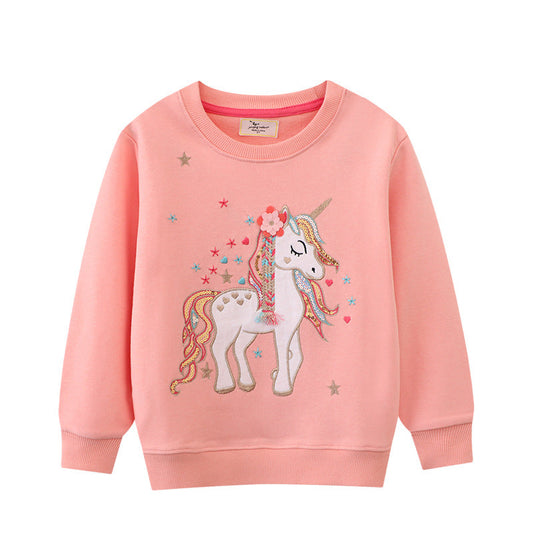 Cute Unicorn Embroidered Sweatshirt for Girls