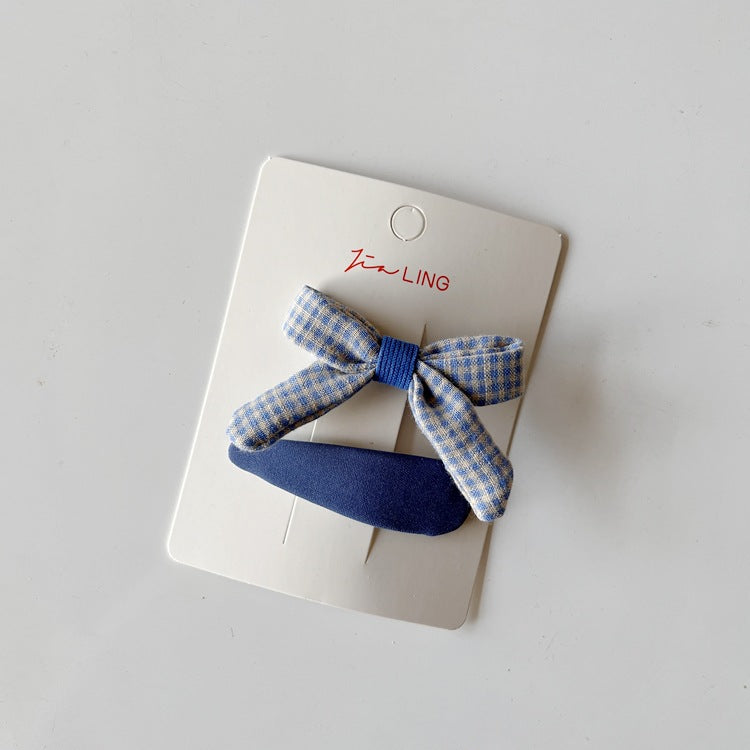Cute Blue Cat Bow Hair Clips Fabric Accessories for Kids