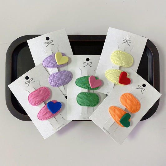 Heart-Shaped Oval Kids Hair Clips Cute Geometric Accessories
