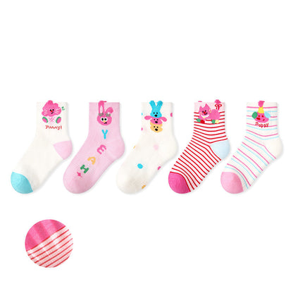 Kids Cotton Mesh Socks Striped Dot Dog Breathable Casual