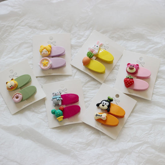 Cartoon Asymmetrical Hair Clips for Kids - Fun Designs