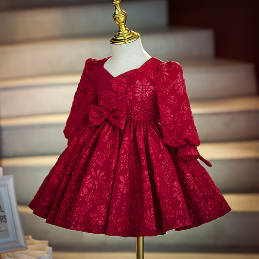 Girls' Classic Princess Dress with Bow Detail