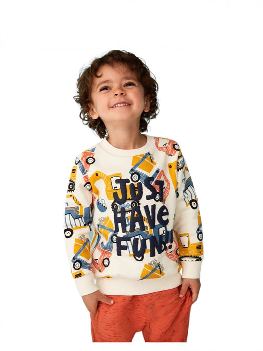 Trendy Kids Long Sleeve Excavator Graphic Sweatshirt