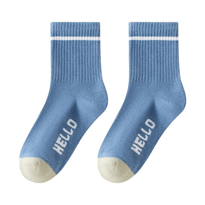 Color Block Cotton Mid-Calf Basketball Socks for Kids